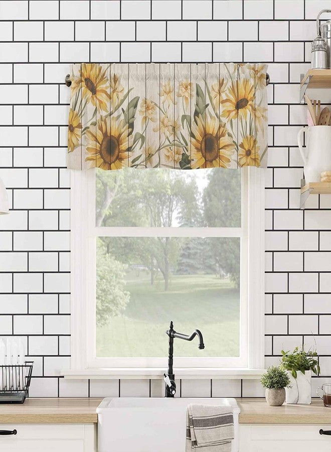Custom Bed USA Sunflower Window Curtain Valance for Kitchen Windows/Bathroom/Living Room/Bedroom Privacy Decorative Rod Pocket Short Window Valance Curtain, 52" W x 18" L, Vintage Flowers Butterfly on Wooden Board - Image 5